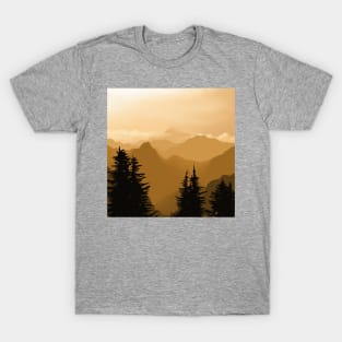 Bright Yellow Landscape, Tree Silhouettes, Digital Illustration T-Shirt